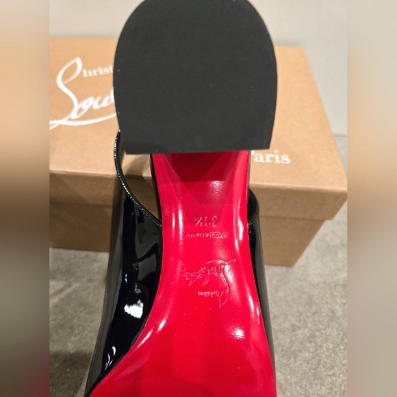 $890 CHRISTIAN LOUBOUTIN So Jane Patent Red Sole 55 Slingback Pumps 39.5 US 9 - Picture 9 of 10